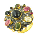 Load image into Gallery viewer, Multi Gemstone Ring | gold plating Plated Tourmaline Ring for Women
