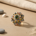 Load image into Gallery viewer, Floral Ring with Gemstones | Fashion Jewelry for Women
