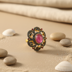 Load image into Gallery viewer, gold plating Ruby &amp; Diamond Ring for Women | Statement Jewelry

