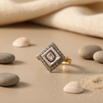 Load image into Gallery viewer, gold plating Ring with Diamond-like Stones | Square Gemstone Ring
