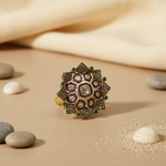 Load image into Gallery viewer, gold plating Diamond &amp; Emerald Cocktail Ring | Women's Luxury Jewelry
