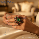 Load image into Gallery viewer, Anillo de rubí esmeralda | Anillo de cóctel chapado en oro
