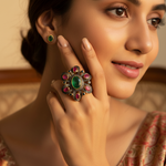 Load image into Gallery viewer, Emerald Ruby Gemstone Ring | gold plating Plated Cocktail Ring
