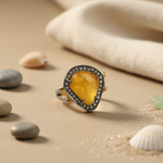 Load image into Gallery viewer, gold plating Ring with Yellow Gemstone &amp; Diamonds for Women
