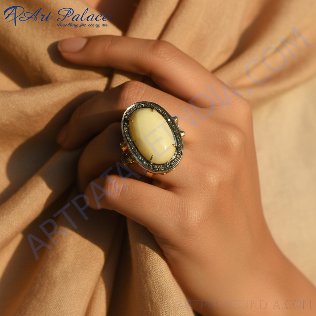 Yellow Stone Gold Ring for Women | Statement Jewelry