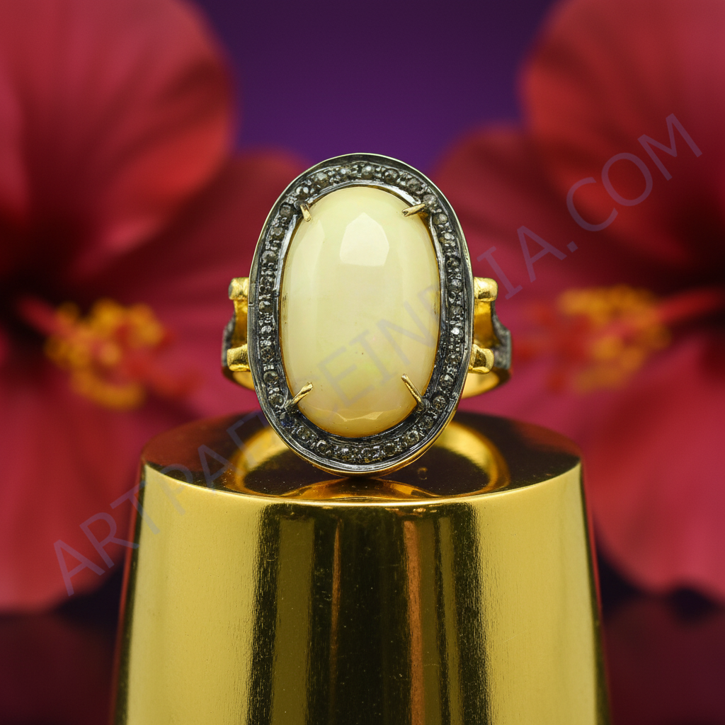 Yellow Stone Gold Ring for Women | Statement Jewelry