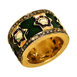 Load image into Gallery viewer, gold plating Emerald Enamel Diamond Ring | Unique Statement Jewelry

