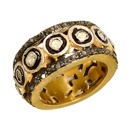 gold plating Ring with Black Diamonds for Women | Designer Jewelry