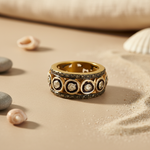 Load image into Gallery viewer, gold plating Ring with Black Diamonds for Women | Designer Jewelry
