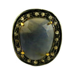 Load image into Gallery viewer, Sapphire &amp; Diamond Ring in Oxidized Silver | Women's Jewelry
