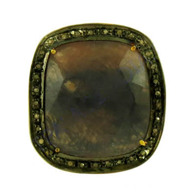 Sapphire & Diamond Ring for Women | Square Cut Halo Ring