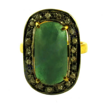 Emerald and Diamond Ring | gold plating Finish | Women's Jewelry