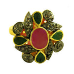 Load image into Gallery viewer, gold plating Ruby &amp; Emerald Ring | Cocktail Ring for Women
