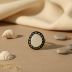 将图像加载到图库查看器中， gold plating Ring with White Gemstone and Diamonds | Women's Ring
