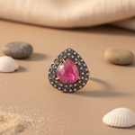 将图像加载到图库查看器中， gold plating Ruby &amp; Diamond Ring for Women | Pear-Cut Engagement Jewelry
