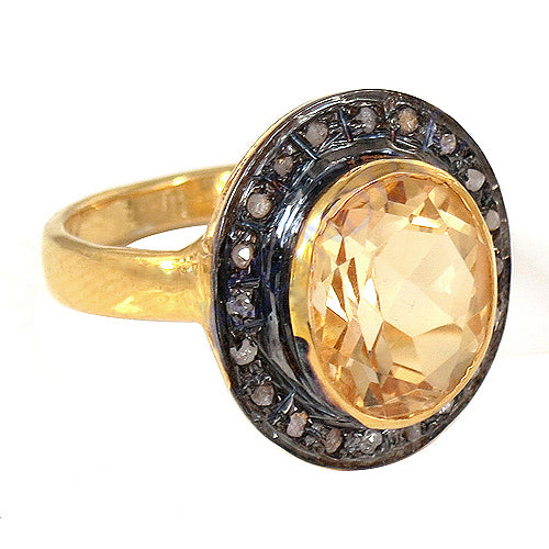 Citrine & Diamond Accent Ring in gold plating | Women's Ring
