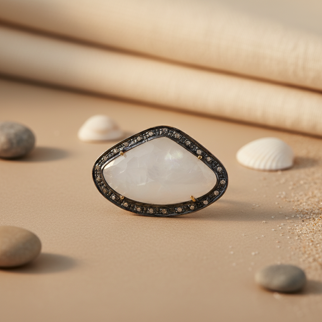 Pave Diamond & Mother of Pearl Ring | Luxury Jewelry for Women