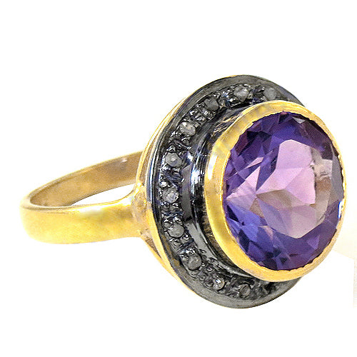 Amethyst Ring for Women | Oxidized Silver | Gift