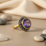 Load image into Gallery viewer, Amethyst Ring for Women | Oxidized Silver | Gift
