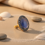 Load image into Gallery viewer, Sapphire &amp; Diamond Halo Ring | gold plating Ring for Women

