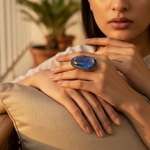 Load image into Gallery viewer, gold plating Ring with Blue Gemstone for Women | Statement Jewelry
