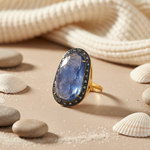 Load image into Gallery viewer, gold plating Ring with Blue Gemstone for Women | Statement Jewelry
