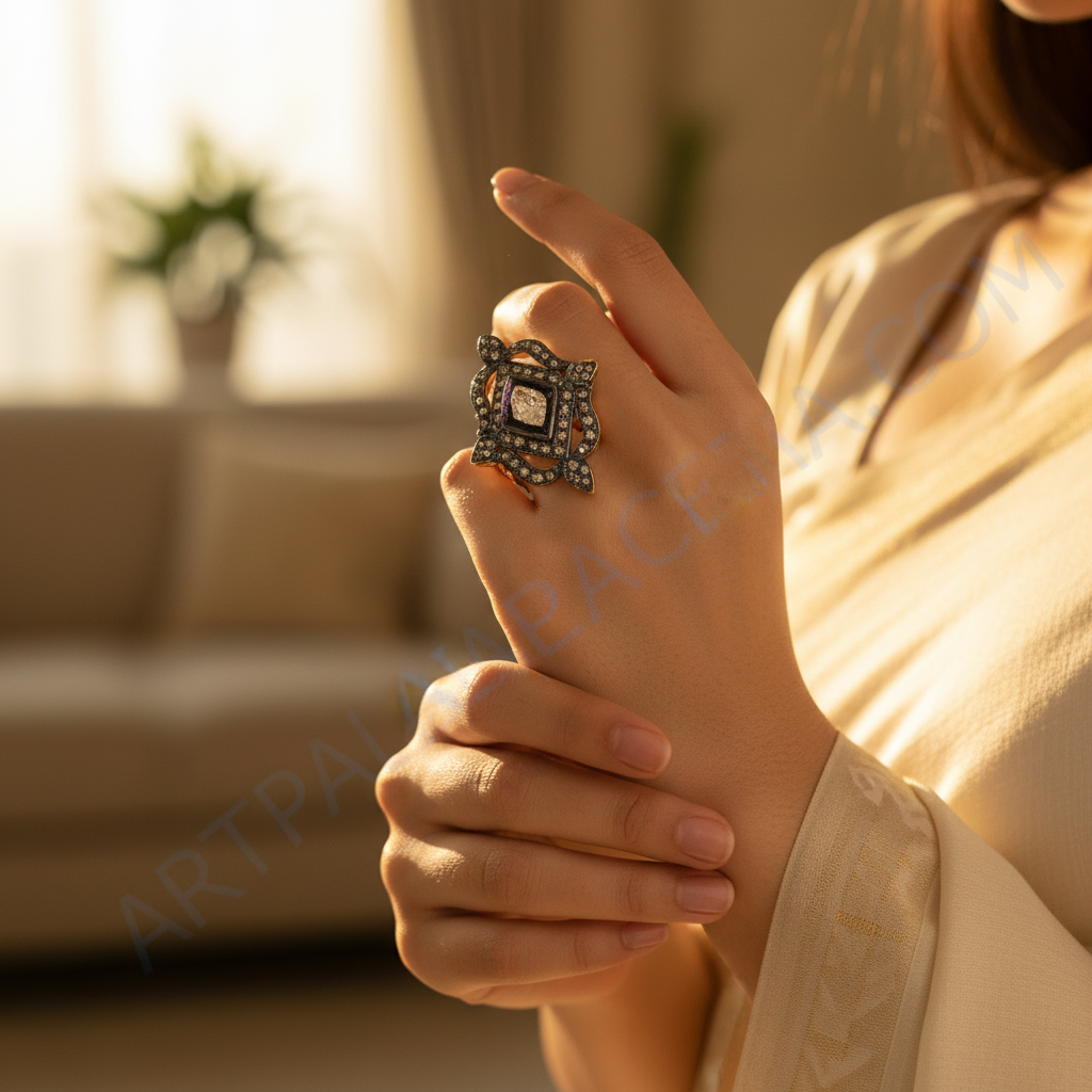 Vintage Diamond Ring | 18k Gold & Pave Diamonds | Luxury Jewelry