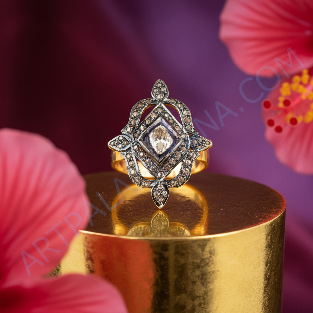 Vintage Diamond Ring | 18k Gold & Pave Diamonds | Luxury Jewelry