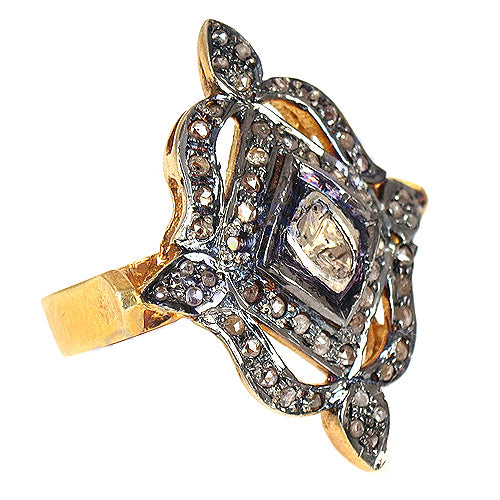 Vintage Diamond Ring | Gold plating & Pave Diamonds | Luxury Jewelry
