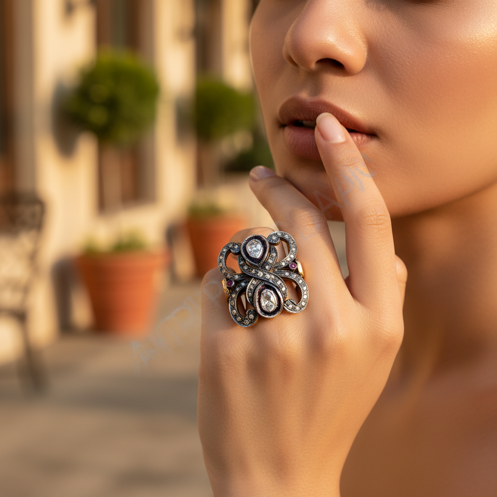 Anillo de oro con rubí y diamantes para mujer | Joyería de lujo