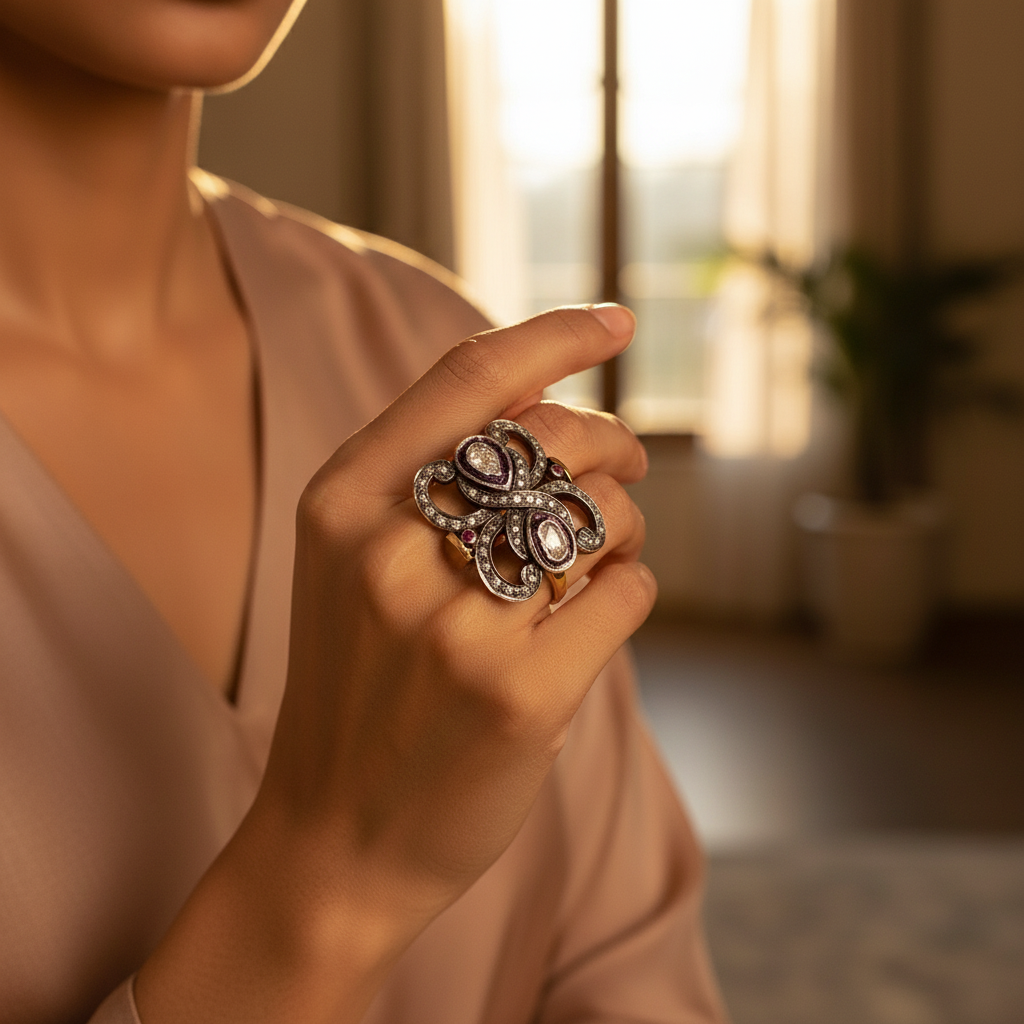 gold plating Ruby Diamond Ring for Women | Luxury Jewelry