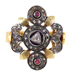 Load image into Gallery viewer, Ruby &amp; Diamond Ring for Women | gold plating &amp; Silver Filigree Ring
