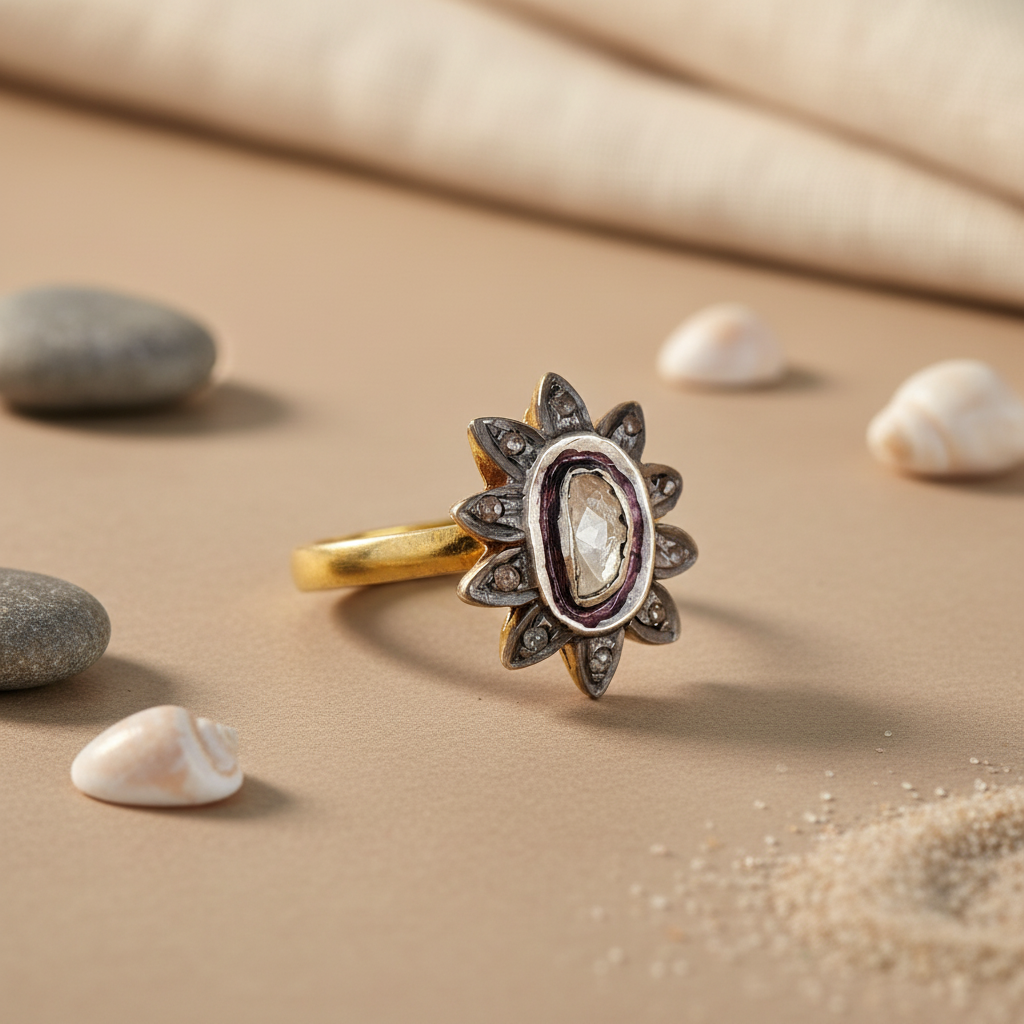 Vintage Diamond Cluster Ring | gold plating Ring | Women's Jewelry