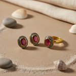 将图像加载到图库查看器中， Ruby Earrings &amp; Ring Set | gold plating Plated Jewelry | Gift for Her
