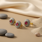 将图像加载到图库查看器中， gold plating Ruby Ring and Earrings Set for Women | Gift Jewelry
