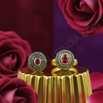 Load image into Gallery viewer, Ruby Stud Earrings &amp; Ring Set | Gold Finish Jewelry
