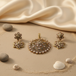 Load image into Gallery viewer, gold plating Diamond Floral Pendant Earrings Set | Women's Jewelry
