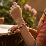 Load image into Gallery viewer, Silver Coral Bangle Bracelet for Women | Statement Jewelry
