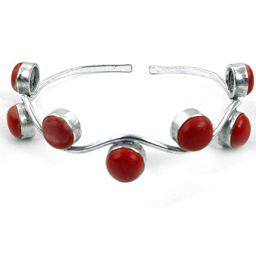 Silver Coral Bangle Bracelet for Women | Statement Jewelry