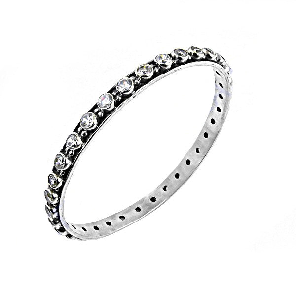 Silver Cubic Zirconia Bangle Bracelet for Women | Daily Wear