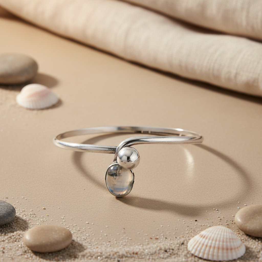 925 Silver Ball Bangle Bracelet for Women | Minimalist Jewelry