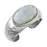 Load image into Gallery viewer, 925 Silver Moonstone Cuff Bracelet | Hammered Finish | For Women
