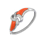 Load image into Gallery viewer, Silver Coral &amp; Diamond Bangle Bracelet for Women | Luxury Jewelry
