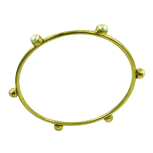 gold plating Bangle Bracelet with Pearl Accents | For Women's Jewelry