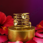 Load image into Gallery viewer, Brazalete de cuarzo rutilado dorado para mujer | Joyería llamativa
