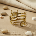 Load image into Gallery viewer, gold plating Rutilated Quartz Cuff Bracelet for Women | Statement Jewelry
