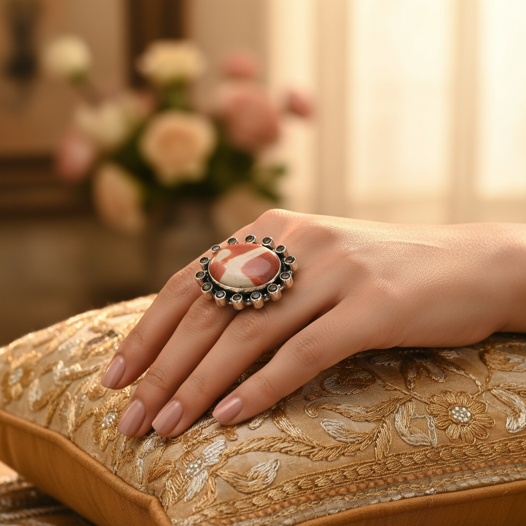 925 Silver Jasper Gemstone Ring for Women | Gift Jewelry