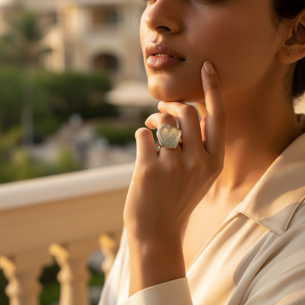 Silver Quartz Stone Ring for Women | Gift Jewelry