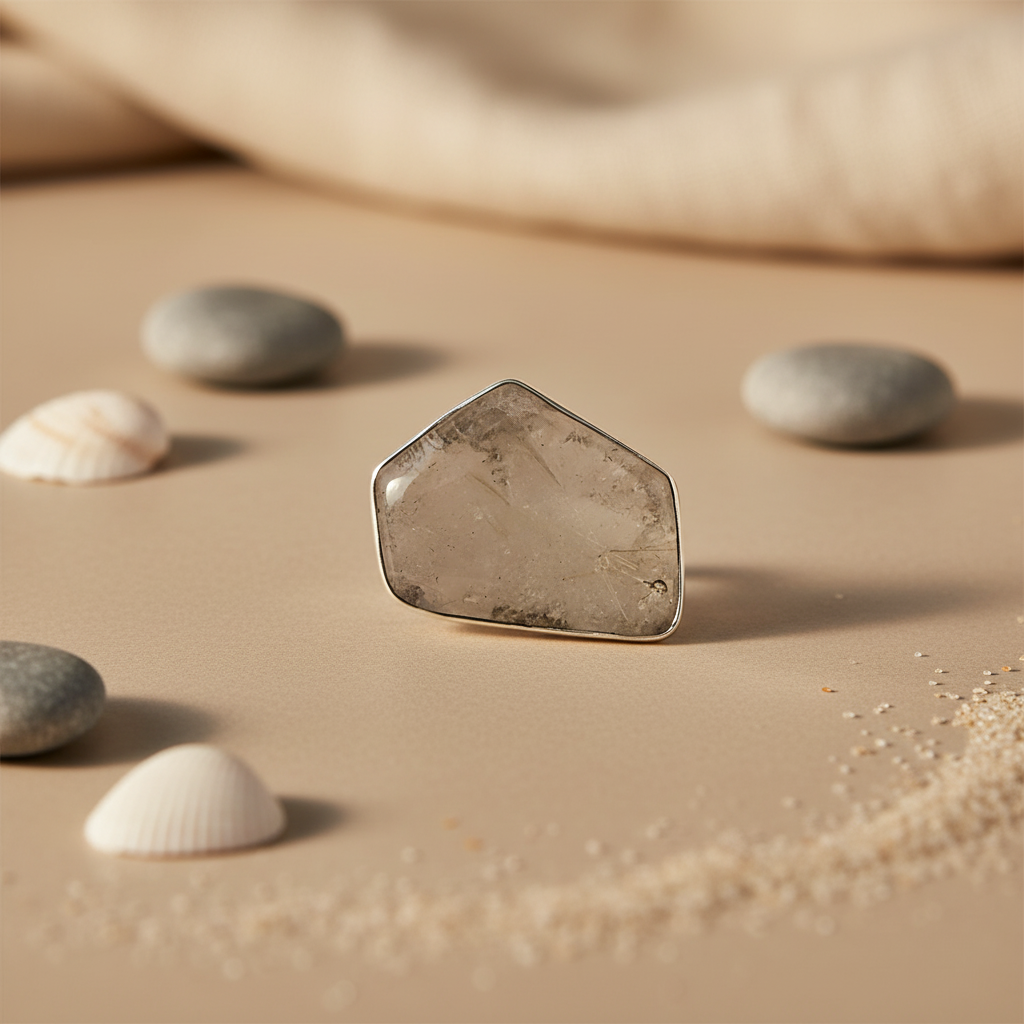 Silver Quartz Stone Ring for Women | Gift Jewelry