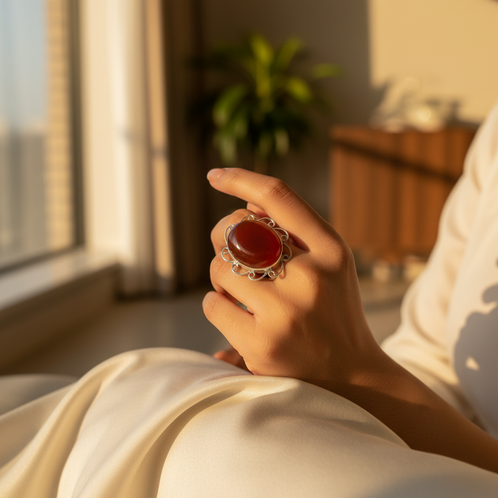 Anillo de cornalina en plata 925 para mujer | Joyería con piedras preciosas